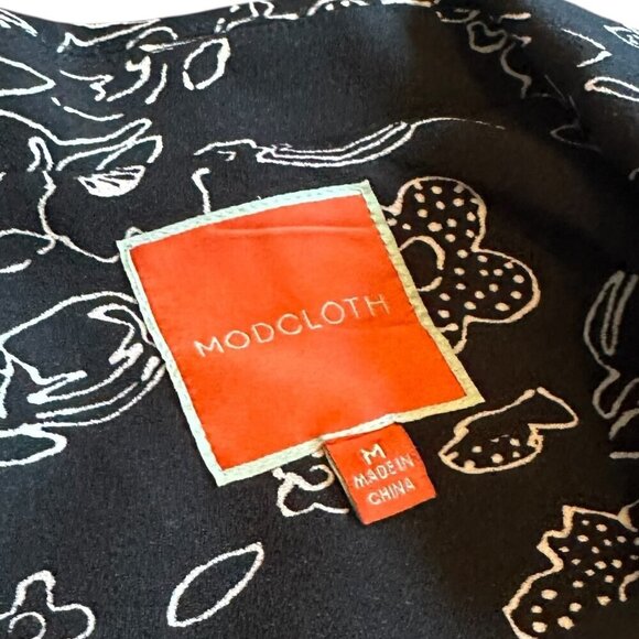 Modcloth Sweet Sophistication Blazer Black White Outline Floral Print Size Med - Picture 11 of 11